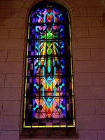  Vitraux con la M enlazada en la cruz - vitrales realizados en Art Deco- Siervas de Maria de Anglet - Llavallol - Buenos Aires.-